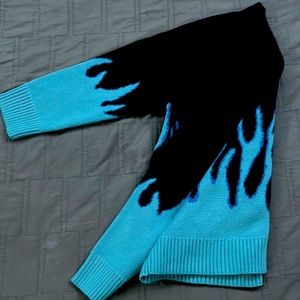 Aelfric Eden Flame Knit Sweater, Black/Blue. Size:Large